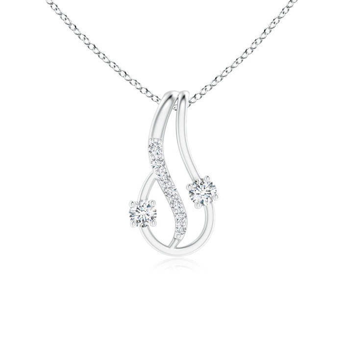 2.3mm GVS2 Two Stone Diamond Loop Pendant with Accents in P950 Platinum