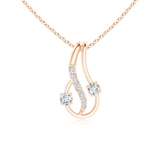 2.3mm GVS2 Two Stone Diamond Loop Pendant with Accents in Rose Gold