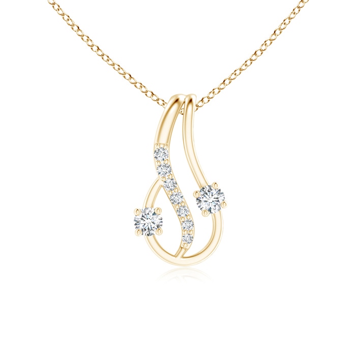 2.3mm GVS2 Two Stone Diamond Loop Pendant with Accents in Yellow Gold