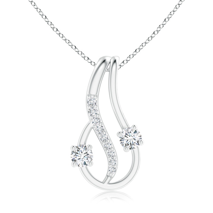 3mm GVS2 Two Stone Diamond Loop Pendant with Accents in White Gold