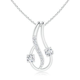 3mm GVS2 Two Stone Diamond Loop Pendant with Accents in White Gold