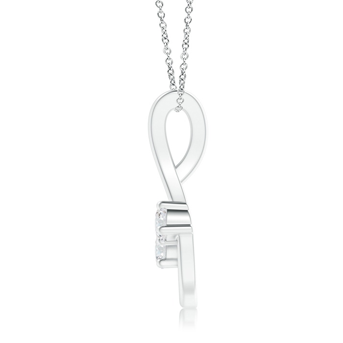 3mm GVS2 Two Stone Diamond Loop Pendant with Accents in White Gold Product Image