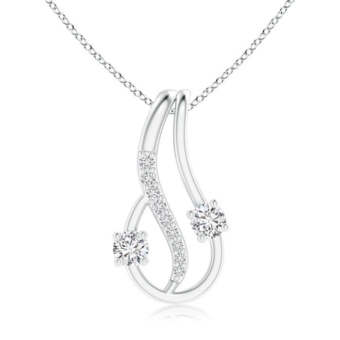 3mm HSI2 Two Stone Diamond Loop Pendant with Accents in White Gold 