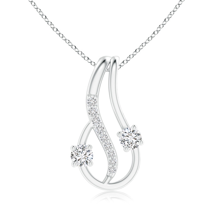 3mm HSI2 Two Stone Diamond Loop Pendant with Accents in White Gold