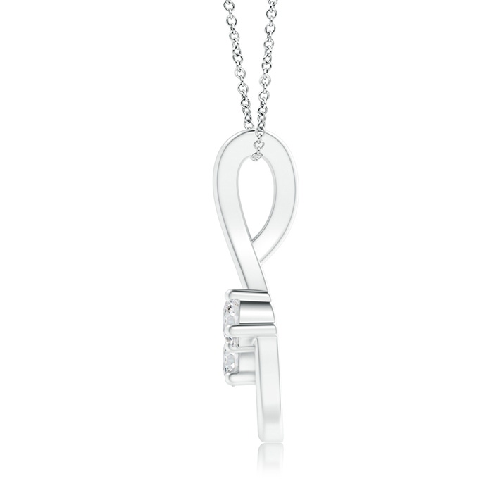 3mm HSI2 Two Stone Diamond Loop Pendant with Accents in White Gold Product Image