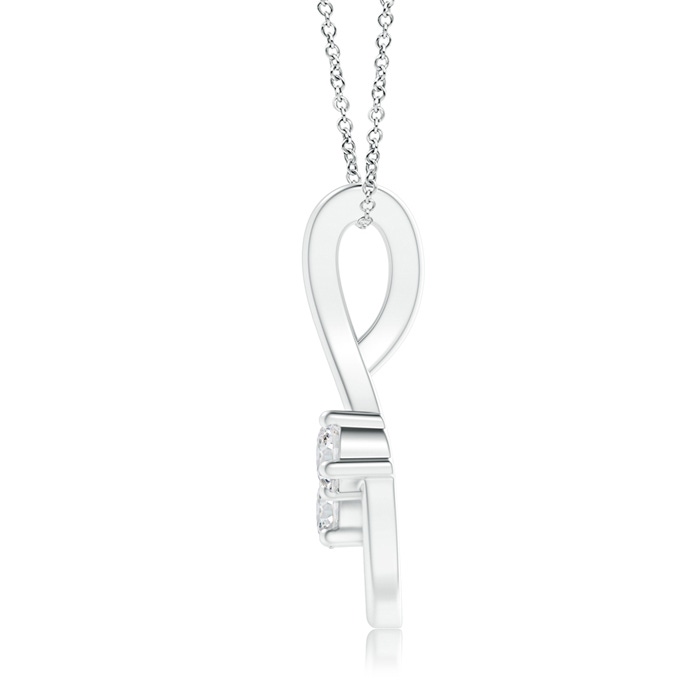 3mm HSI2 Two Stone Diamond Loop Pendant with Accents in White Gold product image