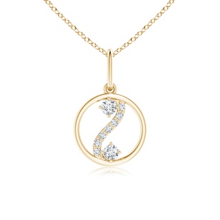 1.8mm GVS2 Two Stone Diamond Open Circle Swirl Pendant in Yellow Gold