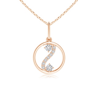 1.8mm HSI2 Two Stone Diamond Open Circle Swirl Pendant in Rose Gold