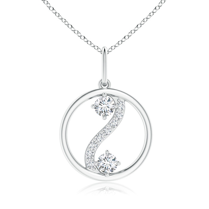 2.5mm GVS2 Two Stone Diamond Open Circle Swirl Pendant in White Gold