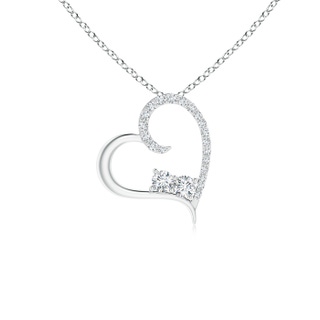 2.7mm GVS2 Slanting Two Stone Diamond Open Heart Pendant in White Gold