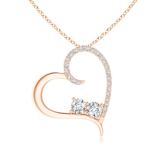 3.9mm GVS2 Slanting Two Stone Diamond Open Heart Pendant in Rose Gold