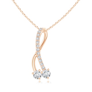 2.8mm GVS2 Twisted Two Stone Diamond Ribbon Pendant in Rose Gold