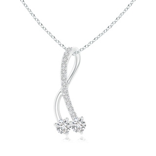 2.8mm HSI2 Twisted Two Stone Diamond Ribbon Pendant in White Gold