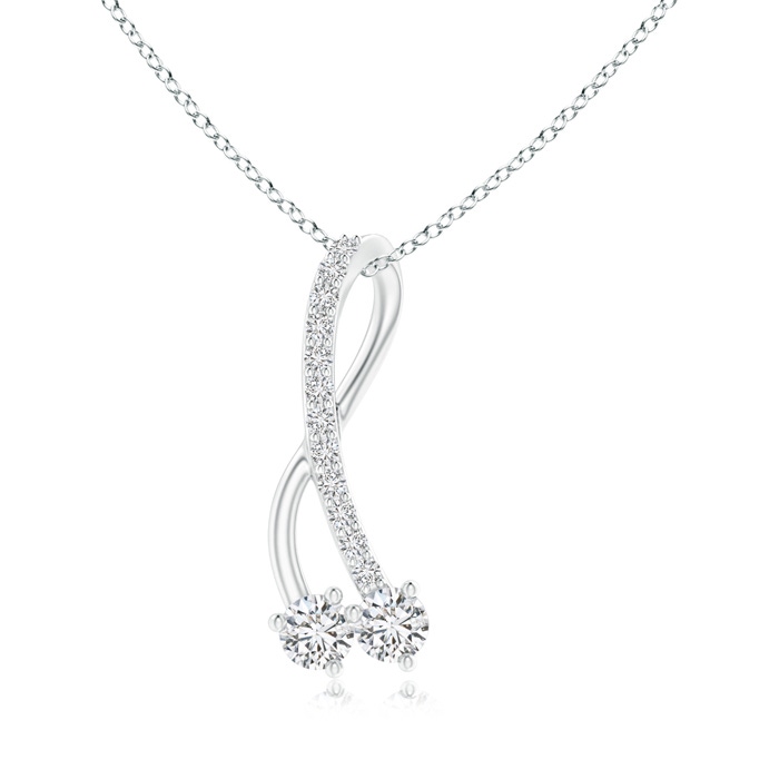 2.8mm HSI2 Twisted Two Stone Diamond Ribbon Pendant in White Gold 