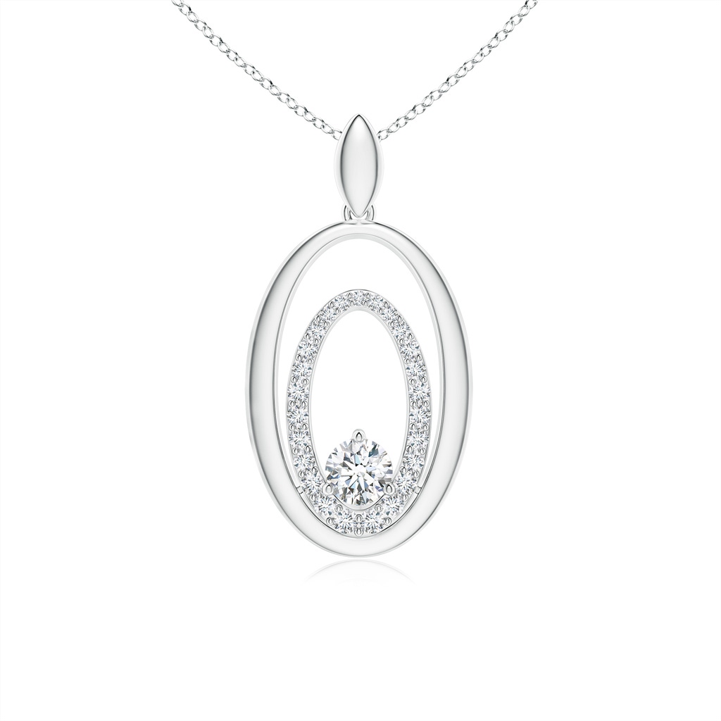 4.1mm GVS2 Embrace of Love Diamond Oval Frame Mom's Pendant in White Gold