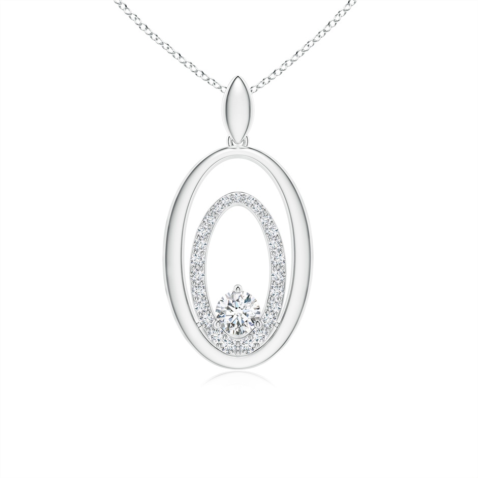 4.1mm GVS2 Embrace of Love Diamond Oval Frame Mom's Pendant in White Gold 