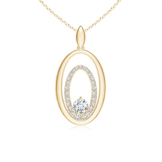 4.1mm GVS2 Embrace of Love Diamond Oval Frame Mom's Pendant in Yellow Gold