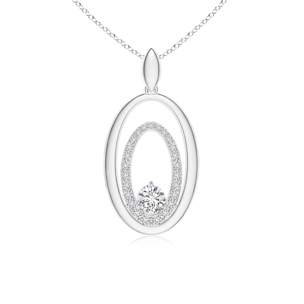 4.1mm HSI2 Embrace of Love Diamond Oval Frame Mom's Pendant in White Gold