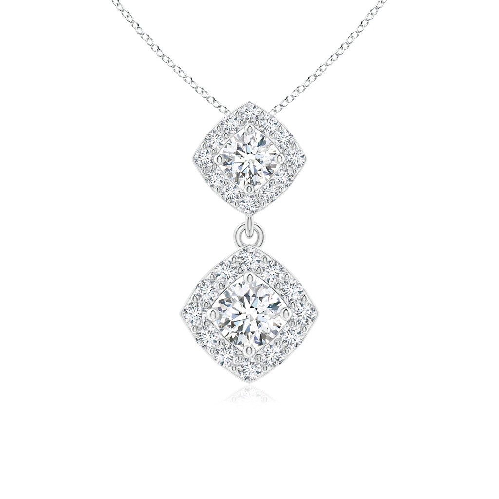 2.8mm GVS2 Double Diamond Drop Halo Pendant in White Gold