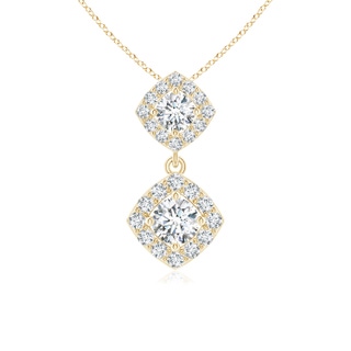 2.8mm GVS2 Double Diamond Drop Halo Pendant in Yellow Gold