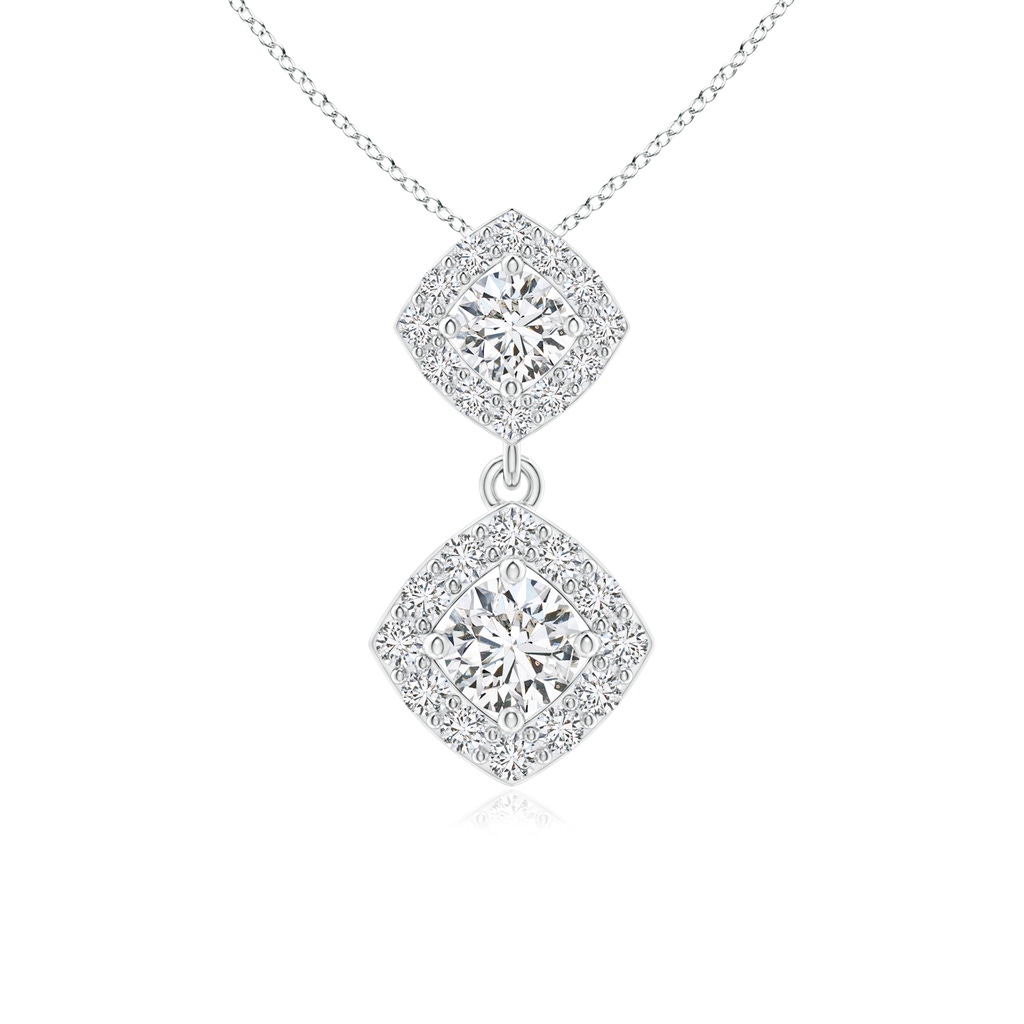 2.8mm HSI2 Double Diamond Drop Halo Pendant in White Gold