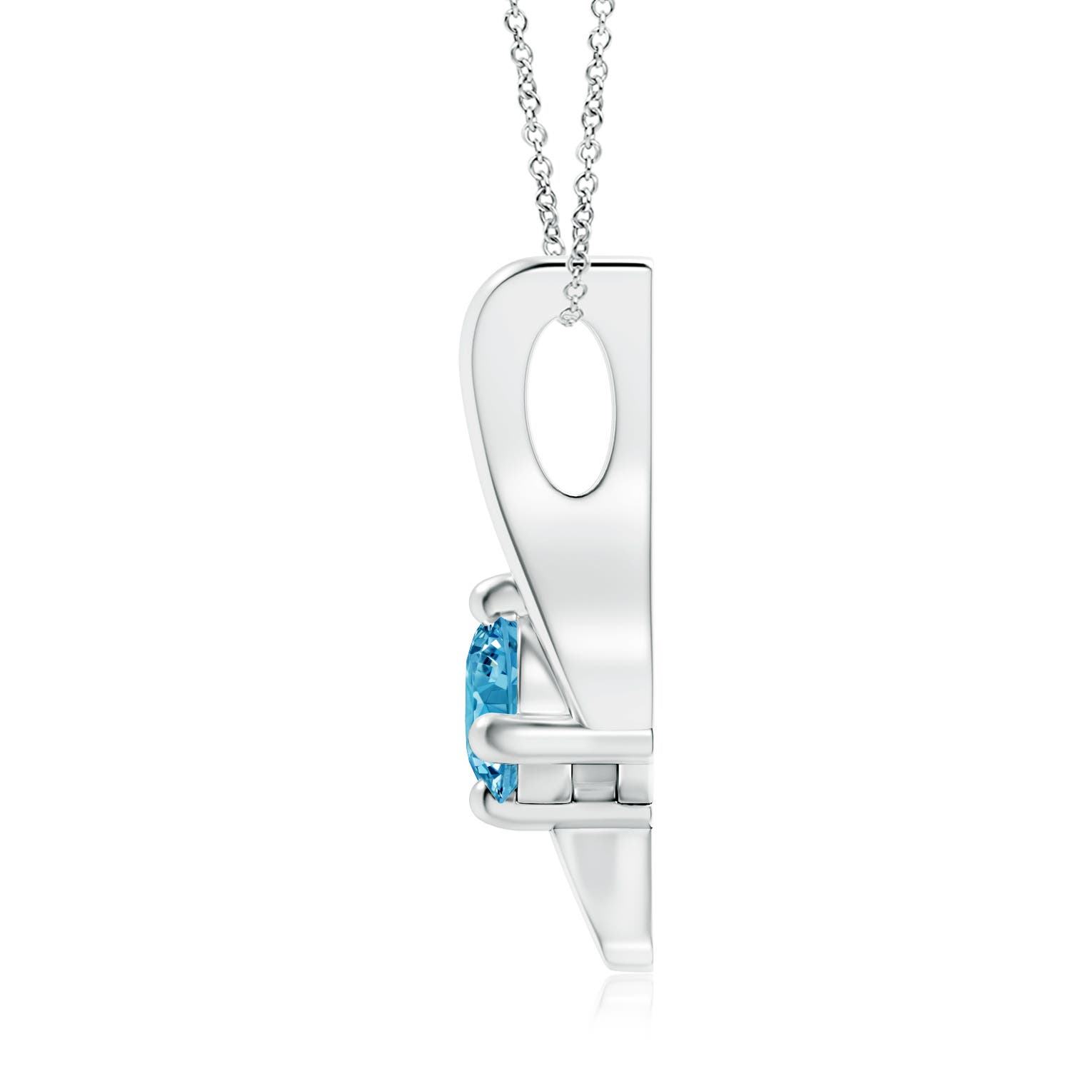 5.1mm AAAA Prong-Set Fancy Intense Blue Diamond Solitaire Bypass Pendant in 18K White Gold