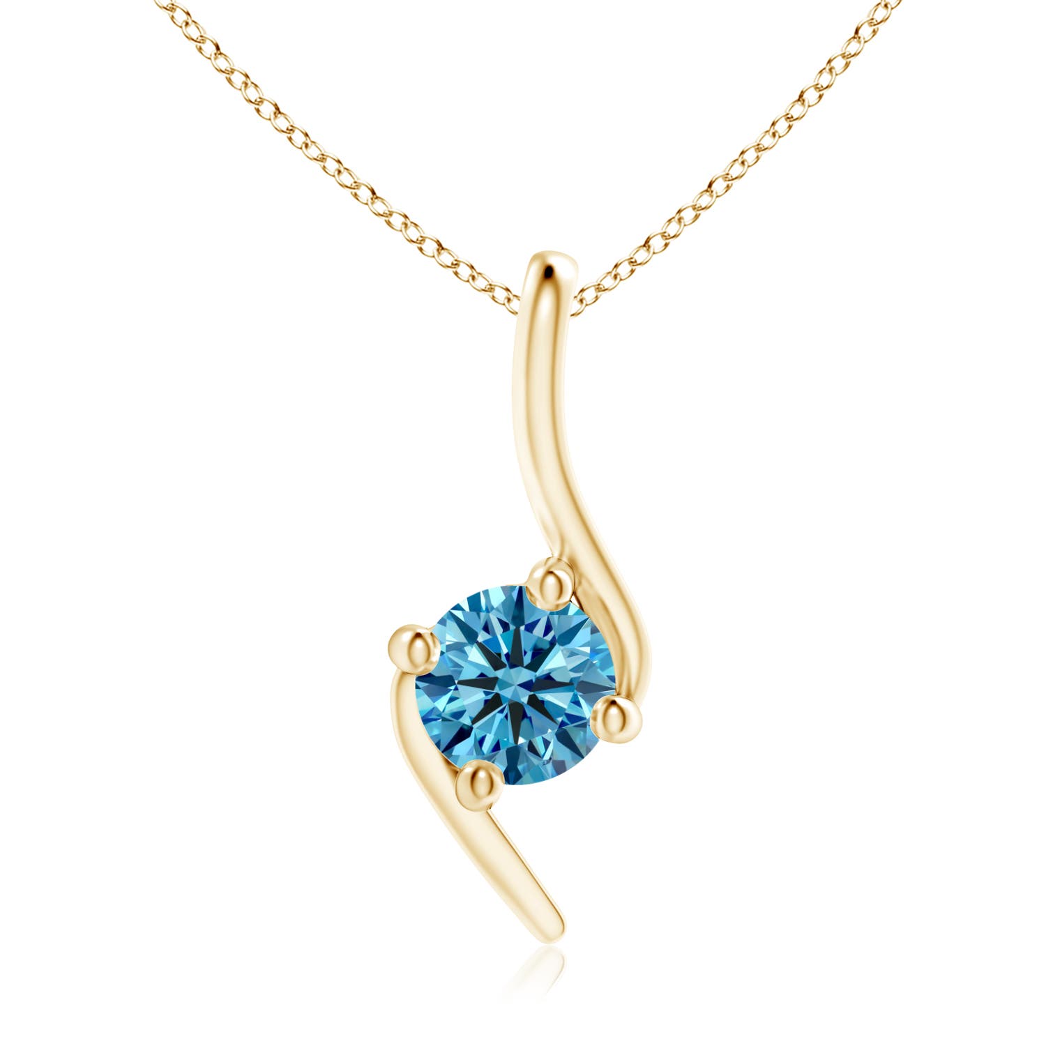 Angara 0.5 CTW Prong-Set Fancy Intense Blue Diamond Solitaire Bypass Pendant in 18K Yellow Gold