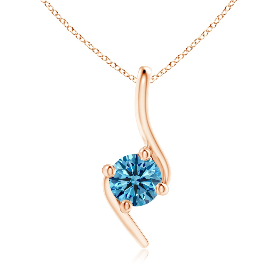 5.1mm AAAA Prong-Set Fancy Intense Blue Diamond Solitaire Bypass Pendant in Rose Gold 