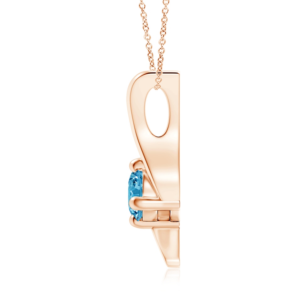 5.1mm AAAA Prong-Set Fancy Intense Blue Diamond Solitaire Bypass Pendant in Rose Gold side 199