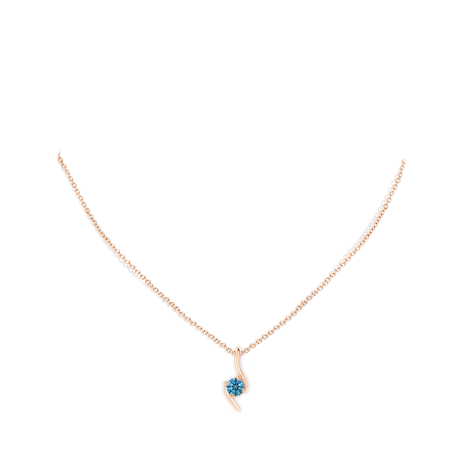 5.1mm AAAA Prong-Set Fancy Intense Blue Diamond Solitaire Bypass Pendant in Rose Gold pen