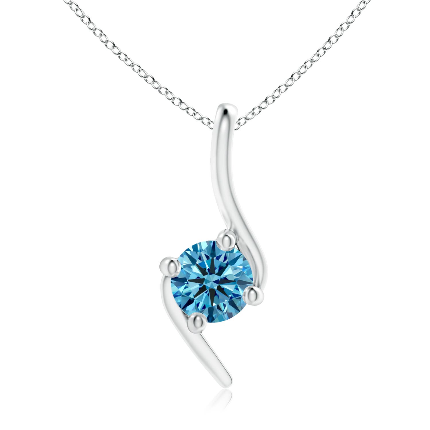 Angara 0.5 CTW Prong-Set Fancy Intense Blue Diamond Solitaire Bypass Pendant in 14K White Gold
