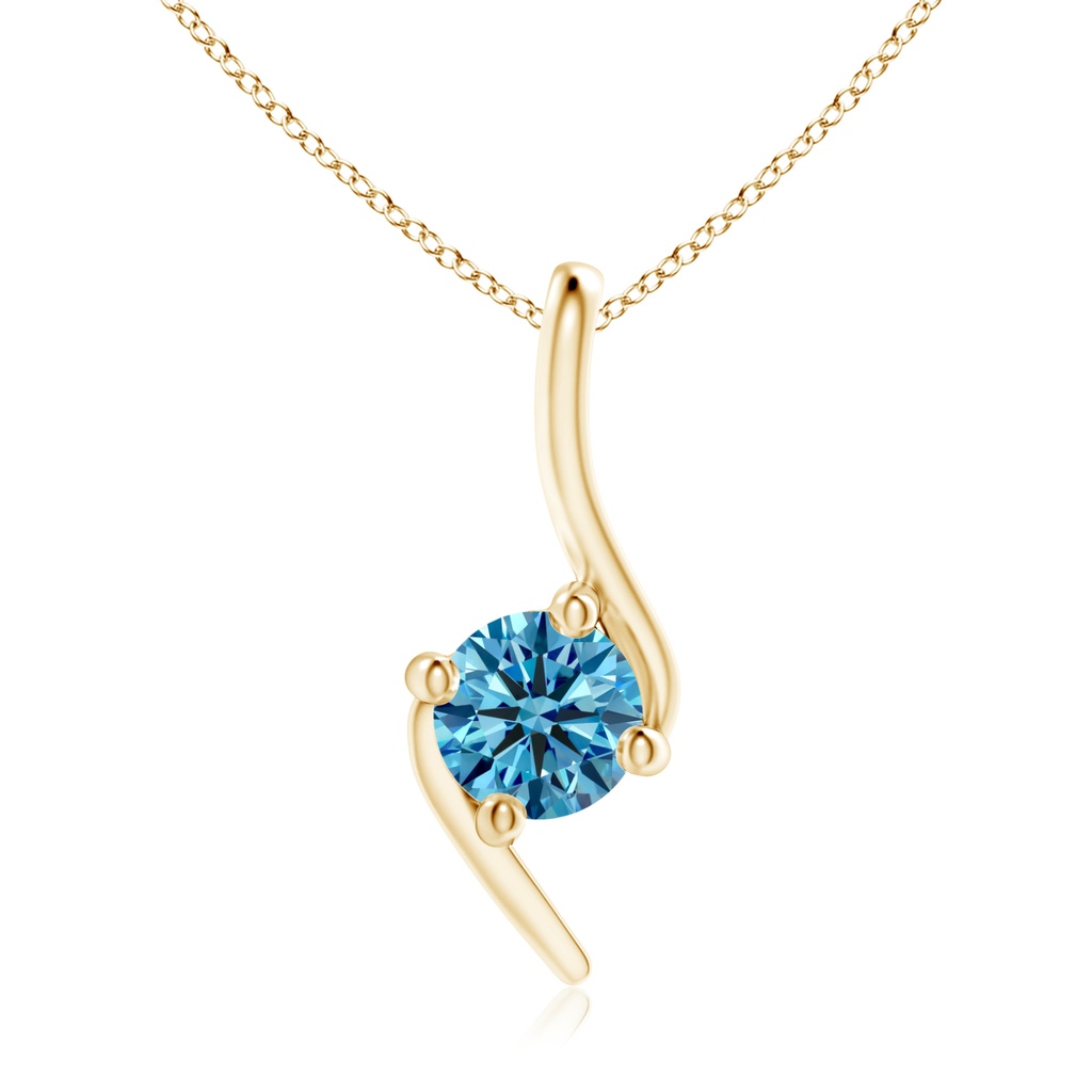 5.1mm AAAA Prong-Set Fancy Intense Blue Diamond Solitaire Bypass Pendant in Yellow Gold