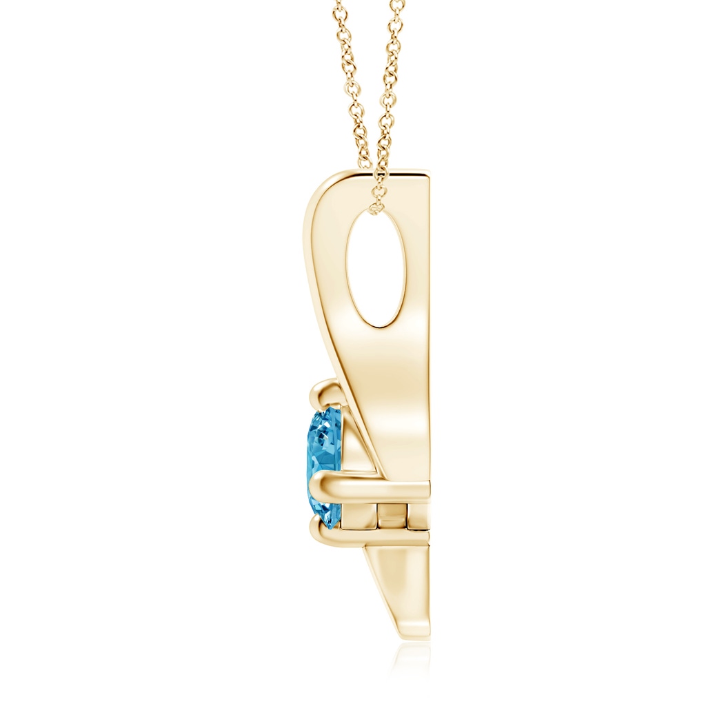 5.1mm AAAA Prong-Set Fancy Intense Blue Diamond Solitaire Bypass Pendant in Yellow Gold - side 199