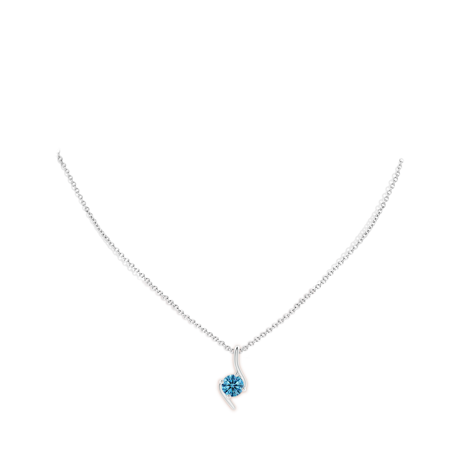 6.4mm AAAA Prong-Set Fancy Intense Blue Diamond Solitaire Bypass Pendant in 18K White Gold pen
