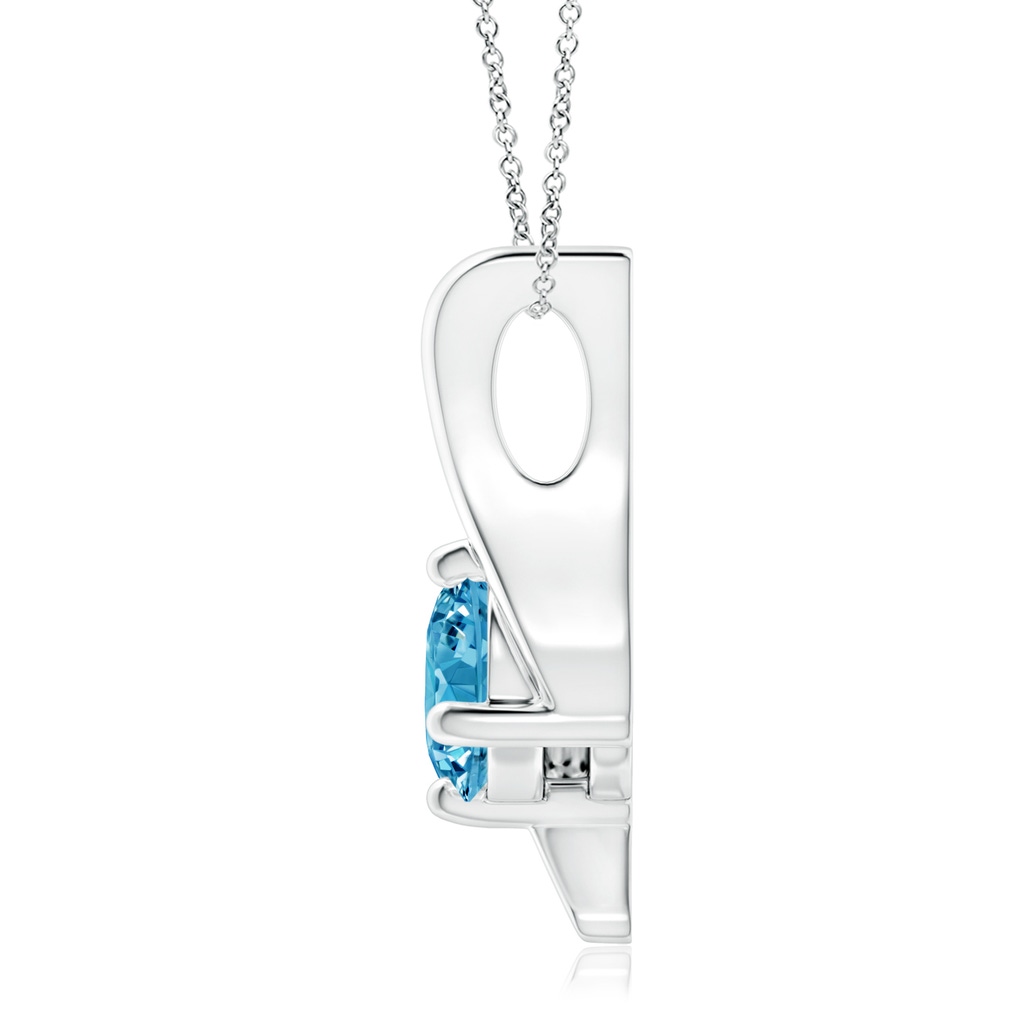 6.4mm AAAA Prong-Set Fancy Intense Blue Diamond Solitaire Bypass Pendant in White Gold - side 199