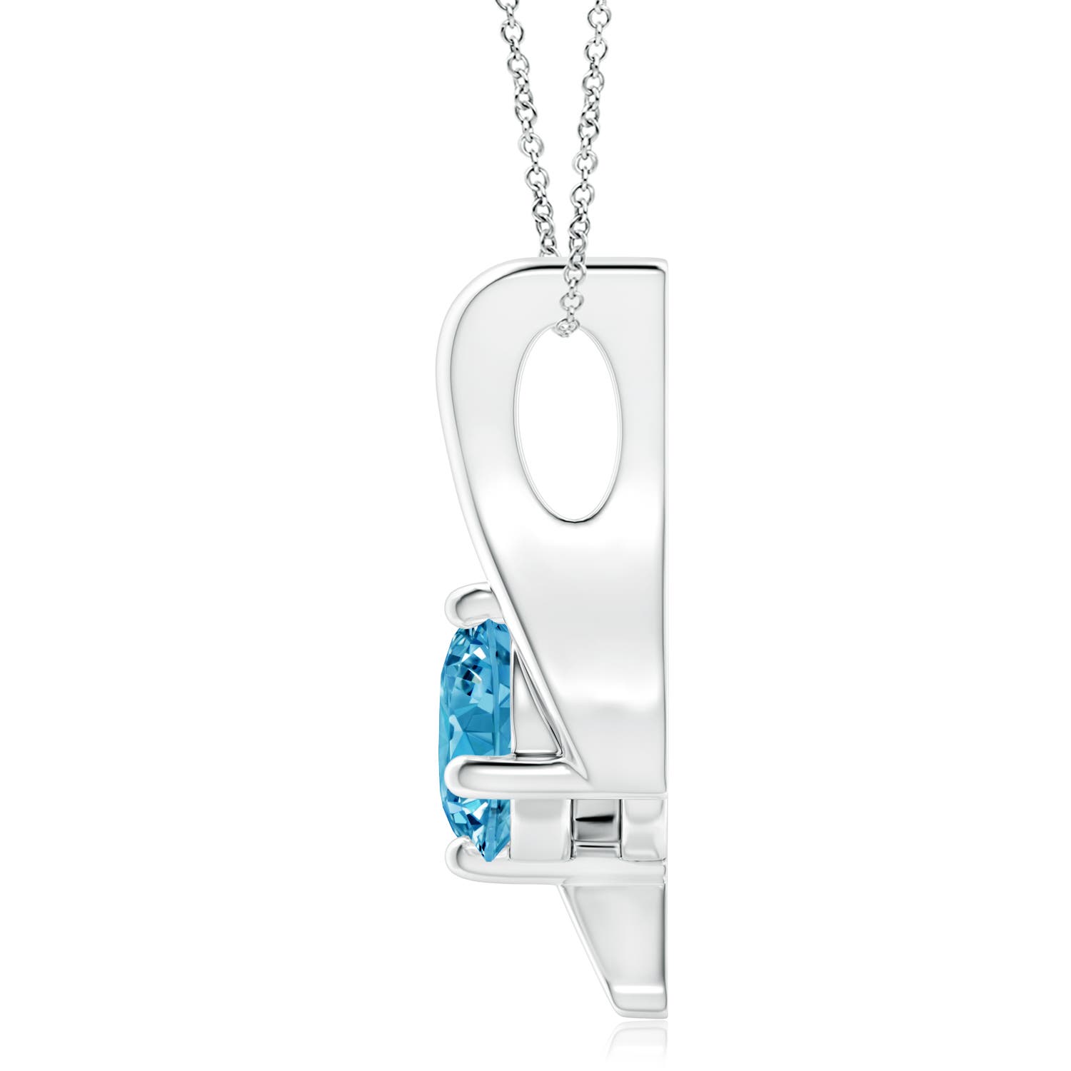 7.4mm AAAA Prong-Set Fancy Intense Blue Diamond Solitaire Bypass Pendant in 18K White Gold