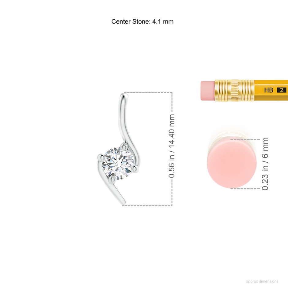 4.1mm GVS2 Prong-Set Diamond Solitaire Bypass Pendant in White Gold ruler