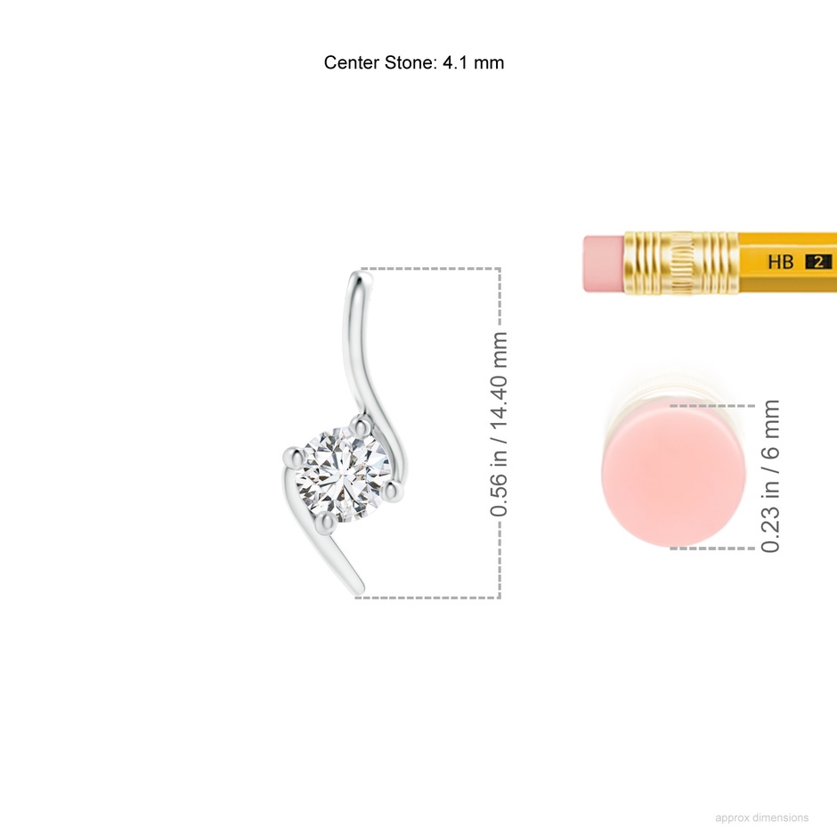 4.1mm HSI2 Prong-Set Diamond Solitaire Bypass Pendant in White Gold ruler