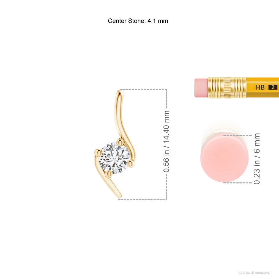 4.1mm HSI2 Prong-Set Diamond Solitaire Bypass Pendant in Yellow Gold ruler