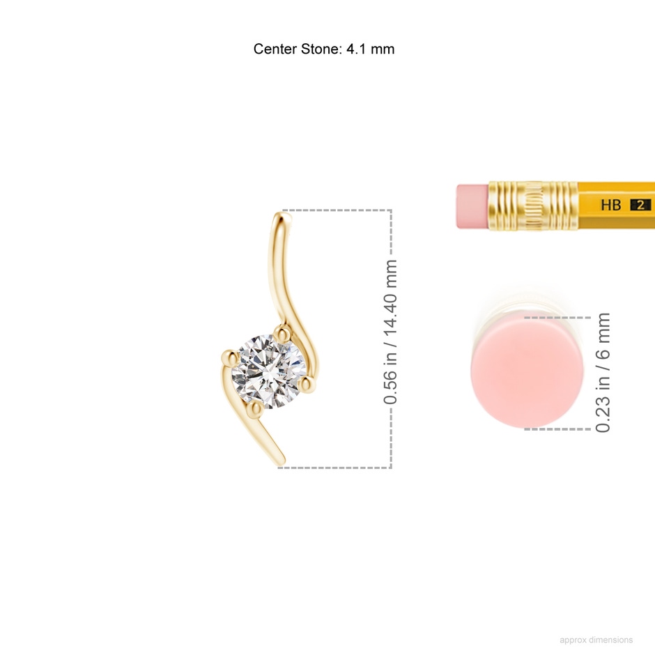 4.1mm IJI1I2 Prong-Set Diamond Solitaire Bypass Pendant in Yellow Gold ruler