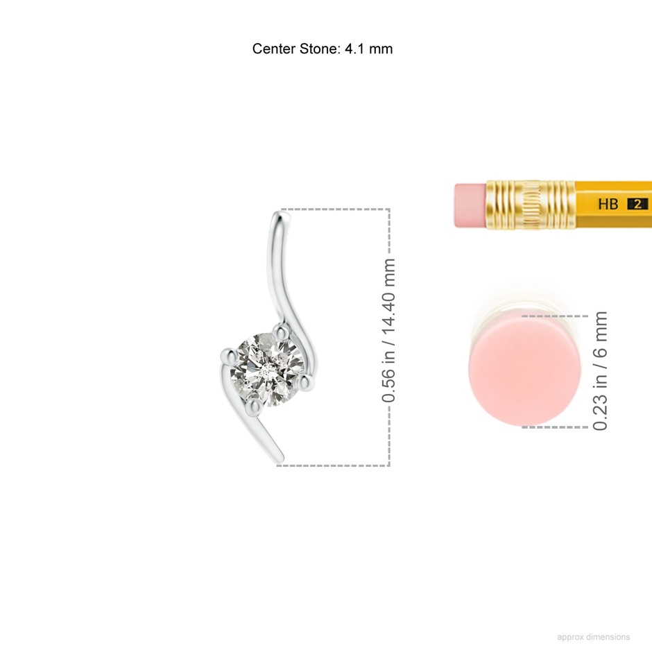 4.1mm KI3 Prong-Set Diamond Solitaire Bypass Pendant in White Gold ruler