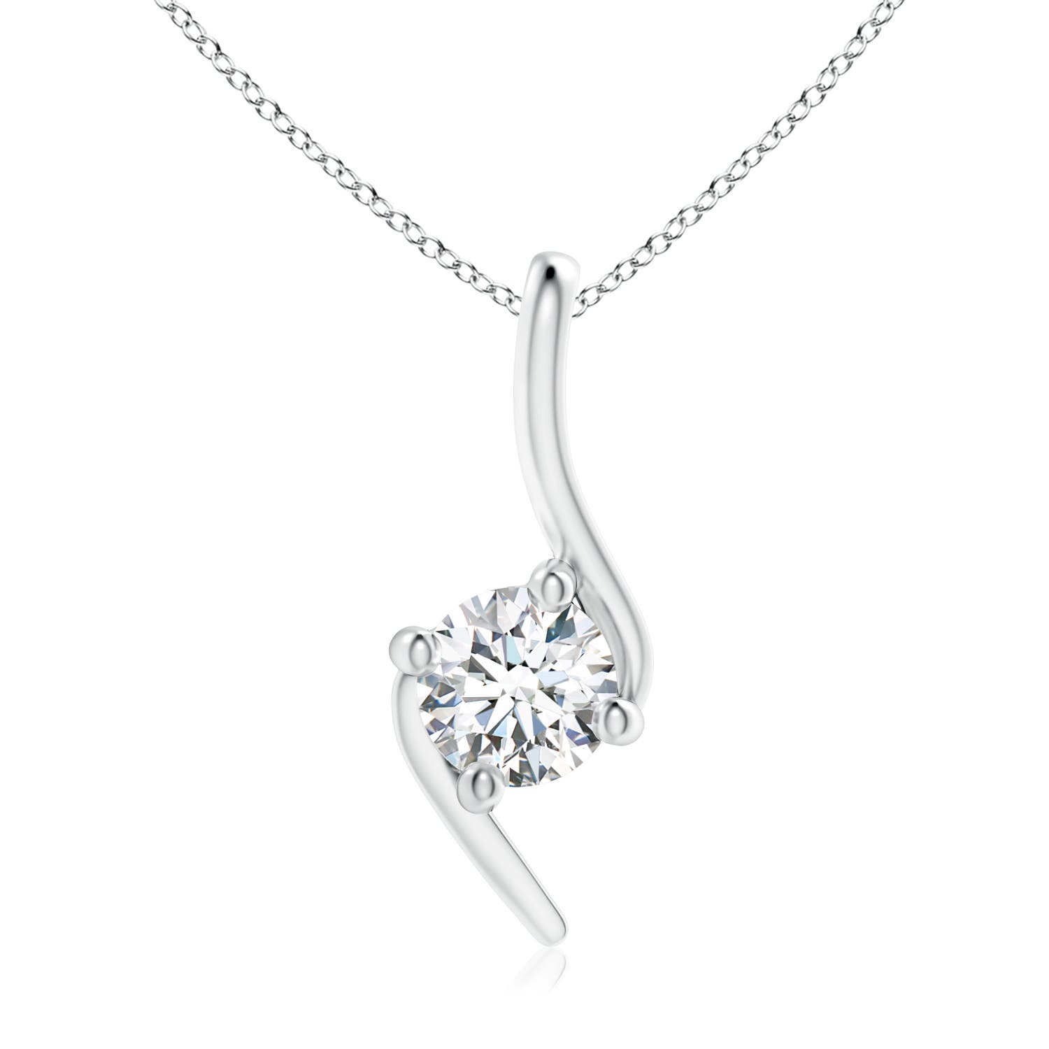 5.1mm GVS2 Prong-Set Diamond Solitaire Bypass Pendant in White Gold