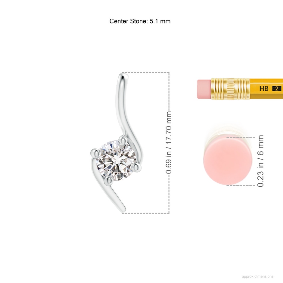 5.1mm IJI1I2 Prong-Set Diamond Solitaire Bypass Pendant in White Gold ruler