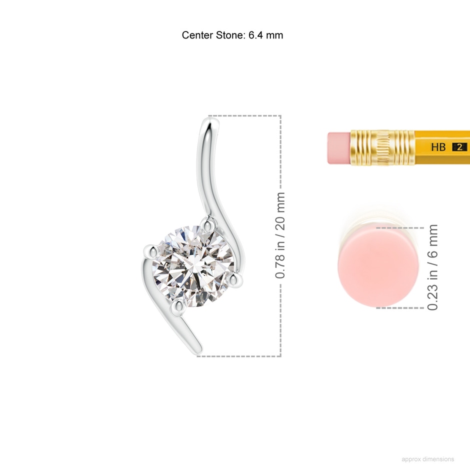 6.4mm IJI1I2 Prong-Set Diamond Solitaire Bypass Pendant in White Gold ruler