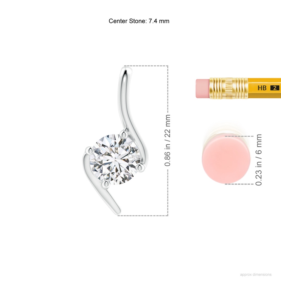 7.4mm HSI2 Prong-Set Diamond Solitaire Bypass Pendant in White Gold ruler