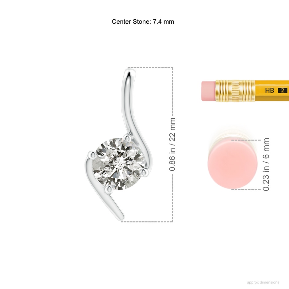 7.4mm KI3 Prong-Set Diamond Solitaire Bypass Pendant in White Gold ruler