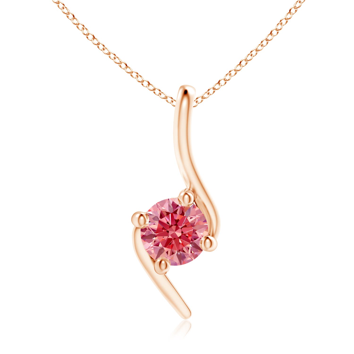 Angara 0.5 CTW Prong-Set Fancy Intense Pink Diamond Solitaire Bypass Pendant in 18K Rose Gold