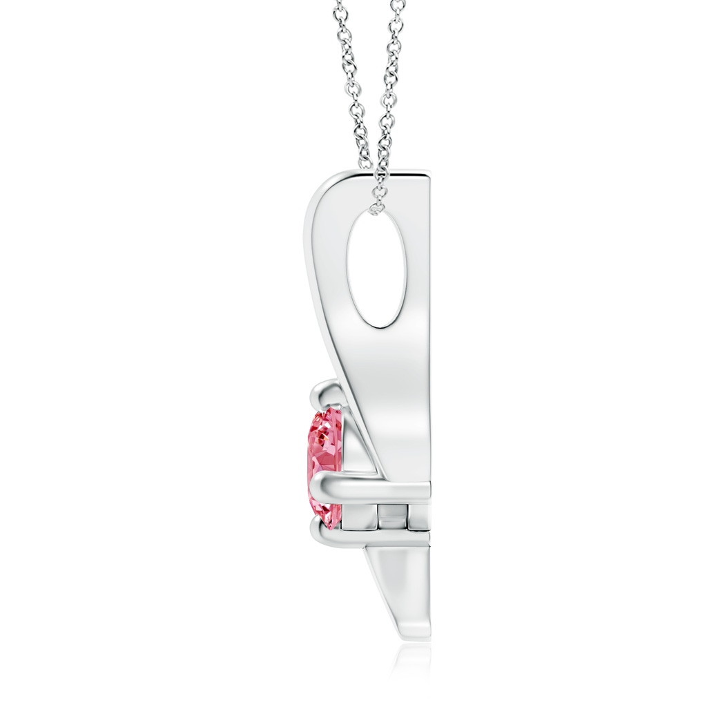 5.1mm AAAA Prong-Set Fancy Intense Pink Diamond Solitaire Bypass Pendant in P950 Platinum - side 199