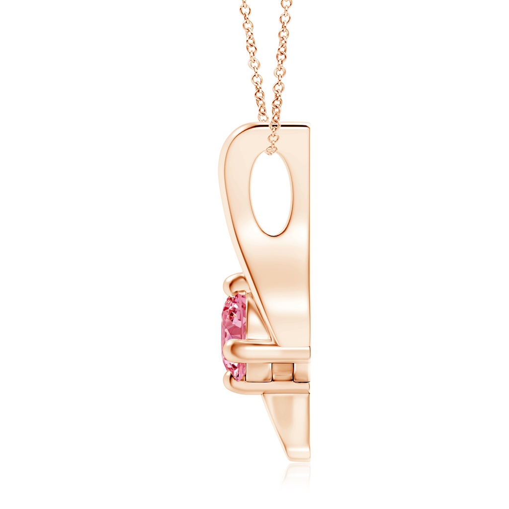 5.1mm AAAA Prong-Set Fancy Intense Pink Diamond Solitaire Bypass Pendant in Rose Gold - side 199