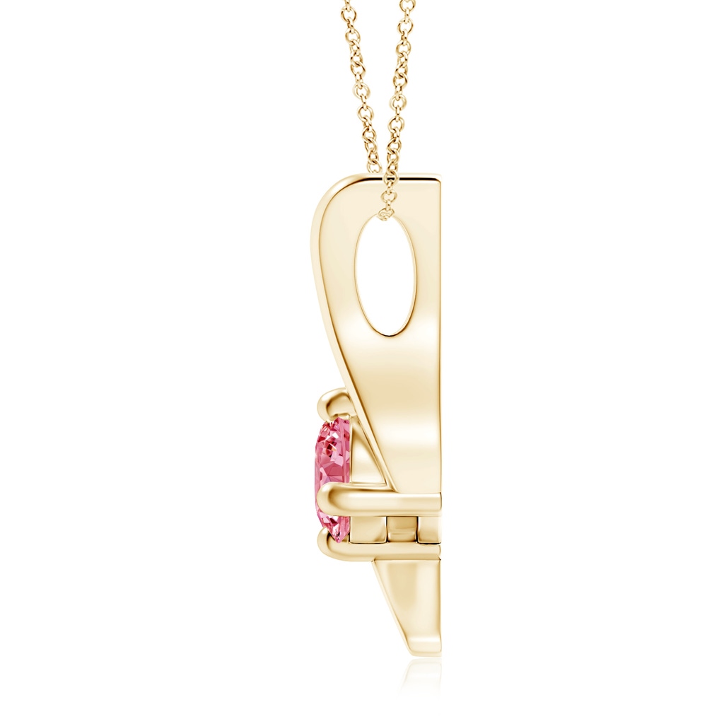 5.1mm AAAA Prong-Set Fancy Intense Pink Diamond Solitaire Bypass Pendant in Yellow Gold - side 199